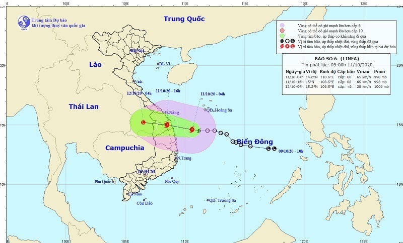 Tin mới nhất về bão số 6: Gió giật cấp 10, hướng vào Quảng Nam - Bình Định