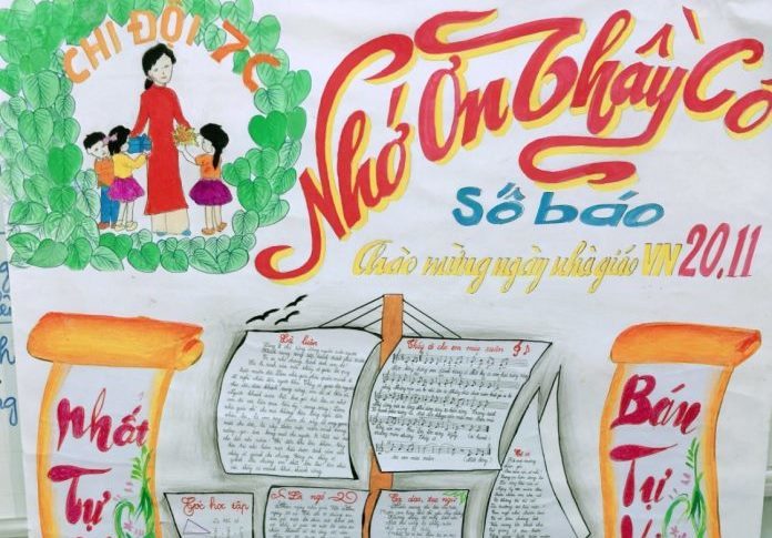 Cách làm báo tường 20/11 trên giấy A0 đẹp nhất Ngày Nhà giáo Việt ...