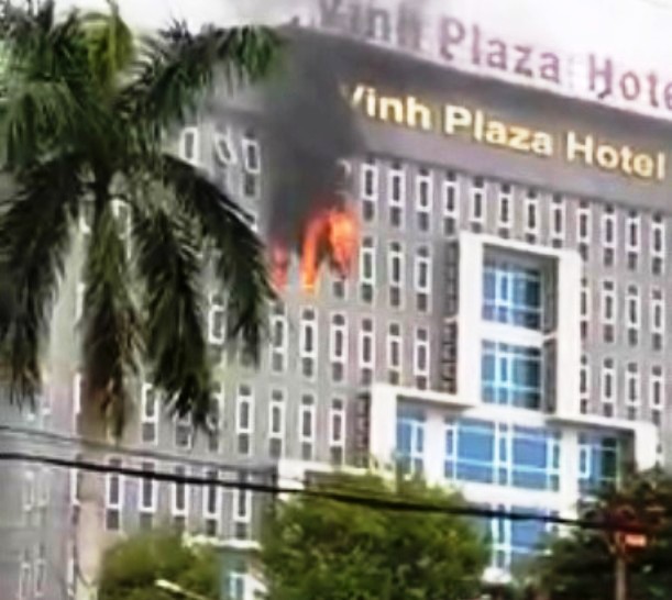 Cháy ở khách sạn Vinh Plaza Nghệ An, hư hỏng nhiều tài sản