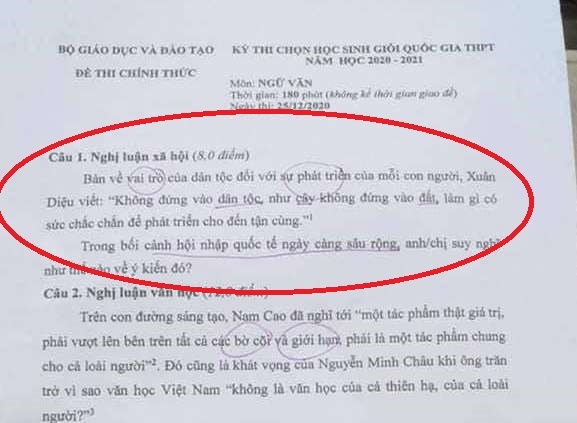 Đề Văn thi HSG Quốc gia THPT 2020: “Đề hay, thử thách còn nằm ngoài văn chương”