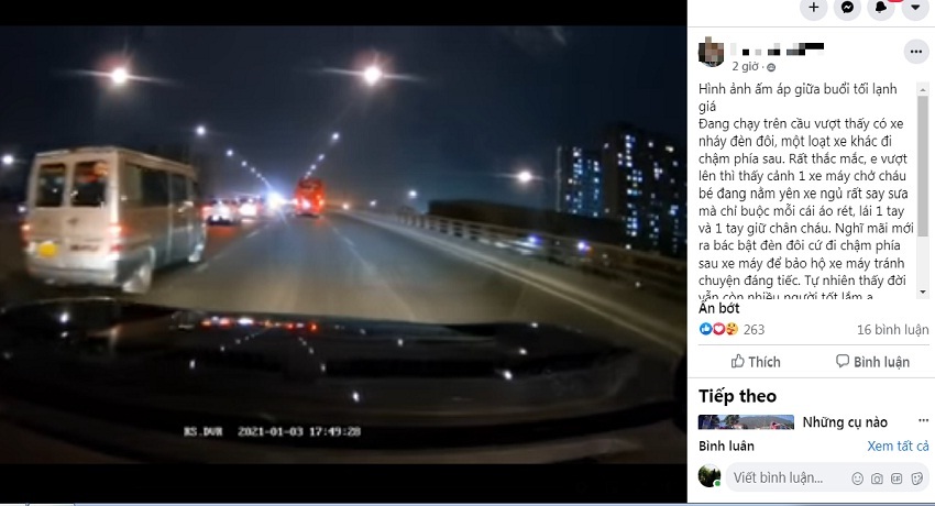 Nhiều ô tô nối đuôi xe con nháy đèn khẩn cấp trên cao tốc, khi biết sự thật không ai trách móc tài xế