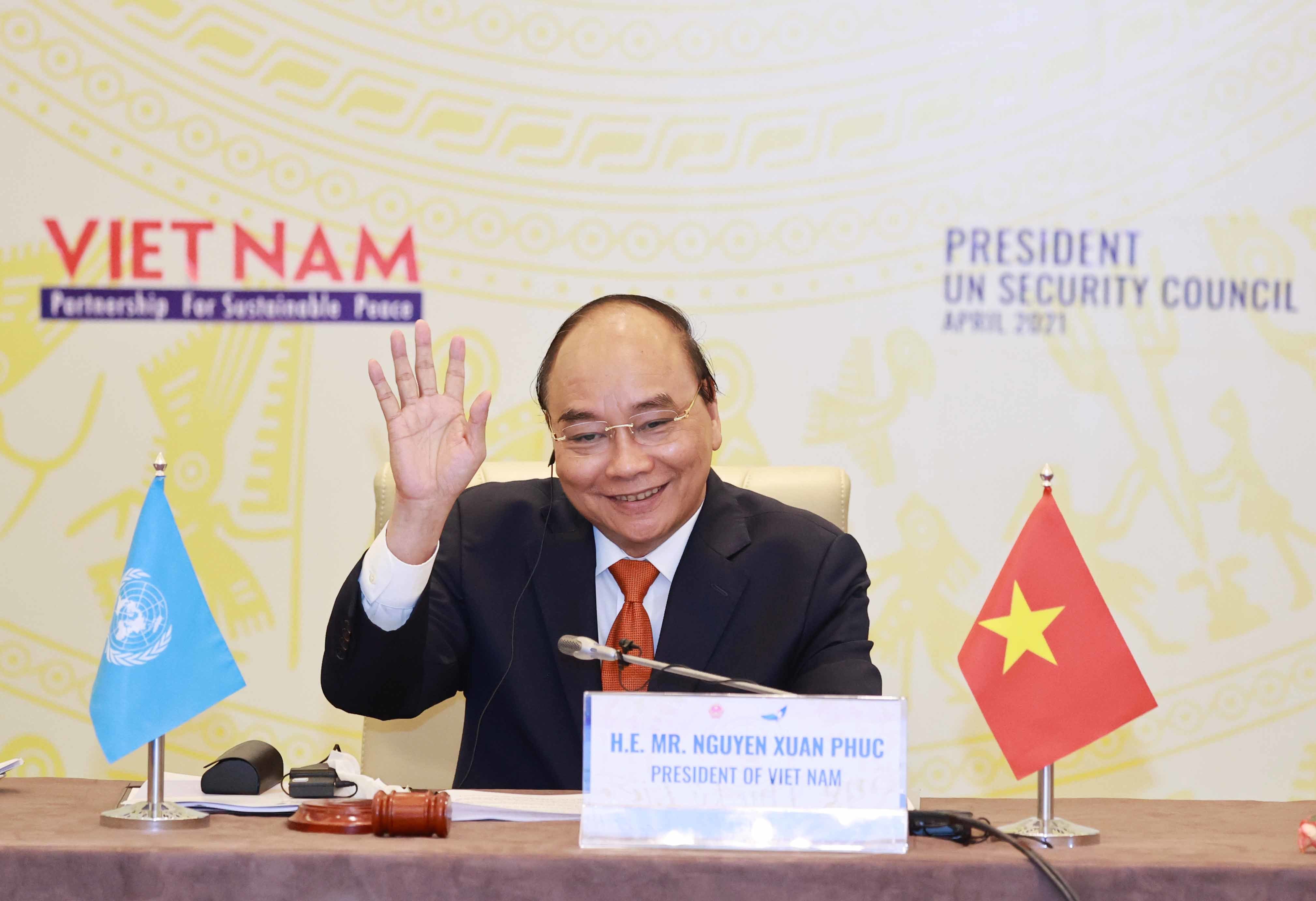 Chủ tịch nước Nguyễn Xuân Phúc phát biểu trong cuộc họp của HĐBA LHQ