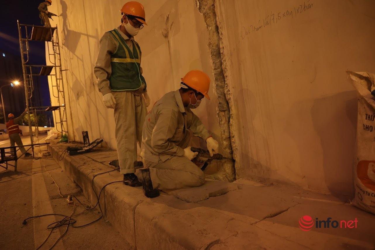 Công nhân làm xuyên đêm sửa hầm Kim Liên, cấm phương tiện xuống hầm chiều Đại Cồ Việt - Xã Đàn