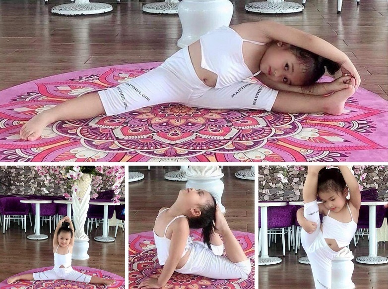 Bà nội U60 huấn luyện cháu 3 tuổi tập những động tác yoga đẹp mê mẩn