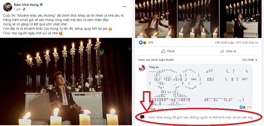 Bị antifan tấn công trên mạng, Đàm Vĩnh Hưng và MC Trấn Thành phải khóa bình luận facebook