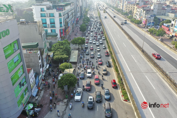 Các ngả đường ùn tắc trong ngày đầu Hà Nội không kiểm tra giấy đi đường