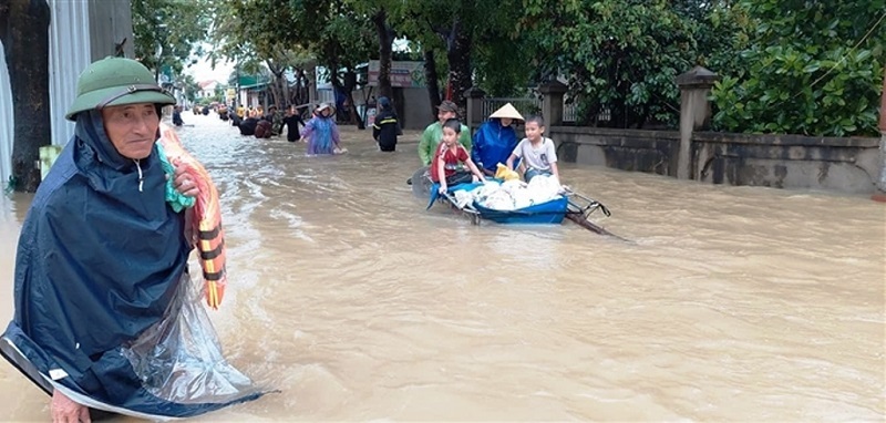 Mưa lớn,ngập nước,xã Quỳnh Lâm,sơ tán,sẵn sàng ứng cứu,Quỳnh Lưu,Nghệ An