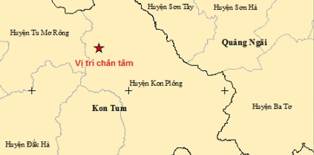 Một ngày 2 trận động đất ở một huyện thuộc tỉnh Kon Tum