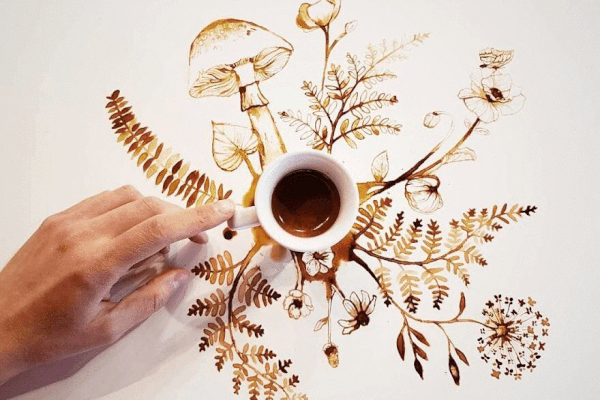 'Hô biến' những giọt cà phê đổ ra sàn thành bức tranh tuyệt đẹp