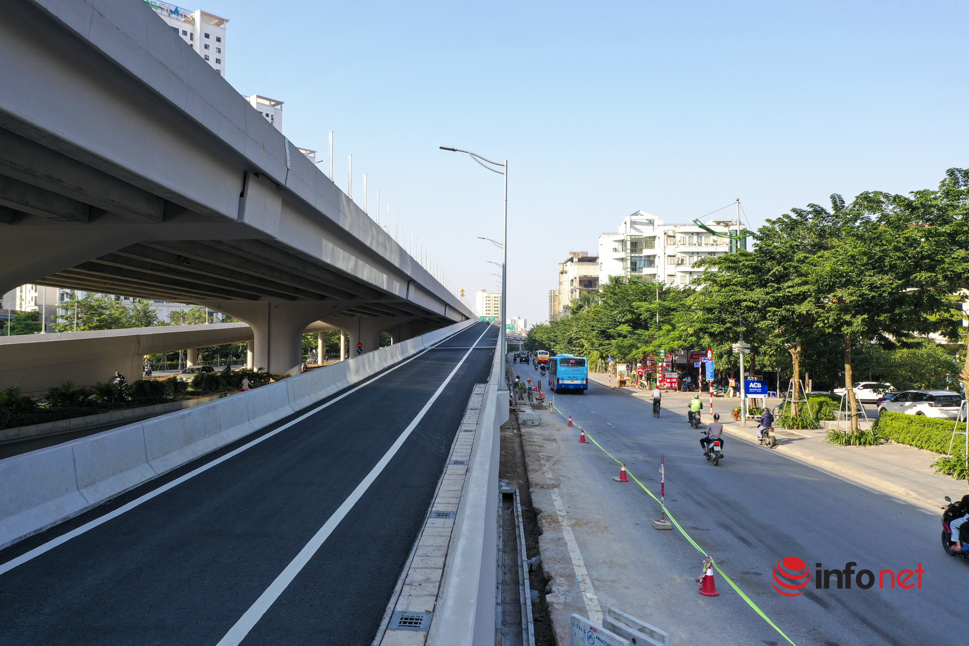 Cận cảnh 6 đường lên xuống cầu cạn Vành đai 3 Hà Nội trước ngày thông xe