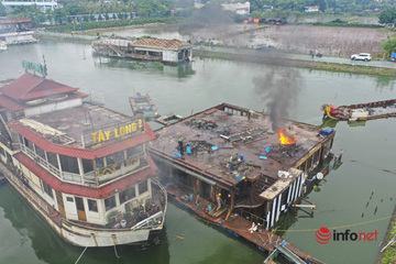 Hà Nội: Nhà nổi, du thuyền hoen rỉ trên Hồ Tây bắt đầu được tháo dỡ