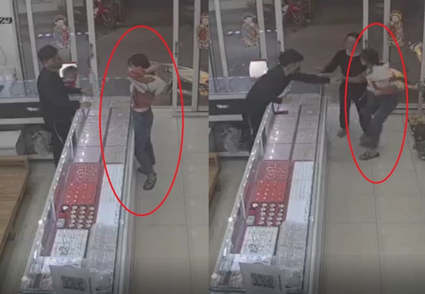 Cô gái trẻ vào tiệm vàng trộm dây chuyền nhưng không kịp tẩu thoát ở Mê Linh, Hà Nội