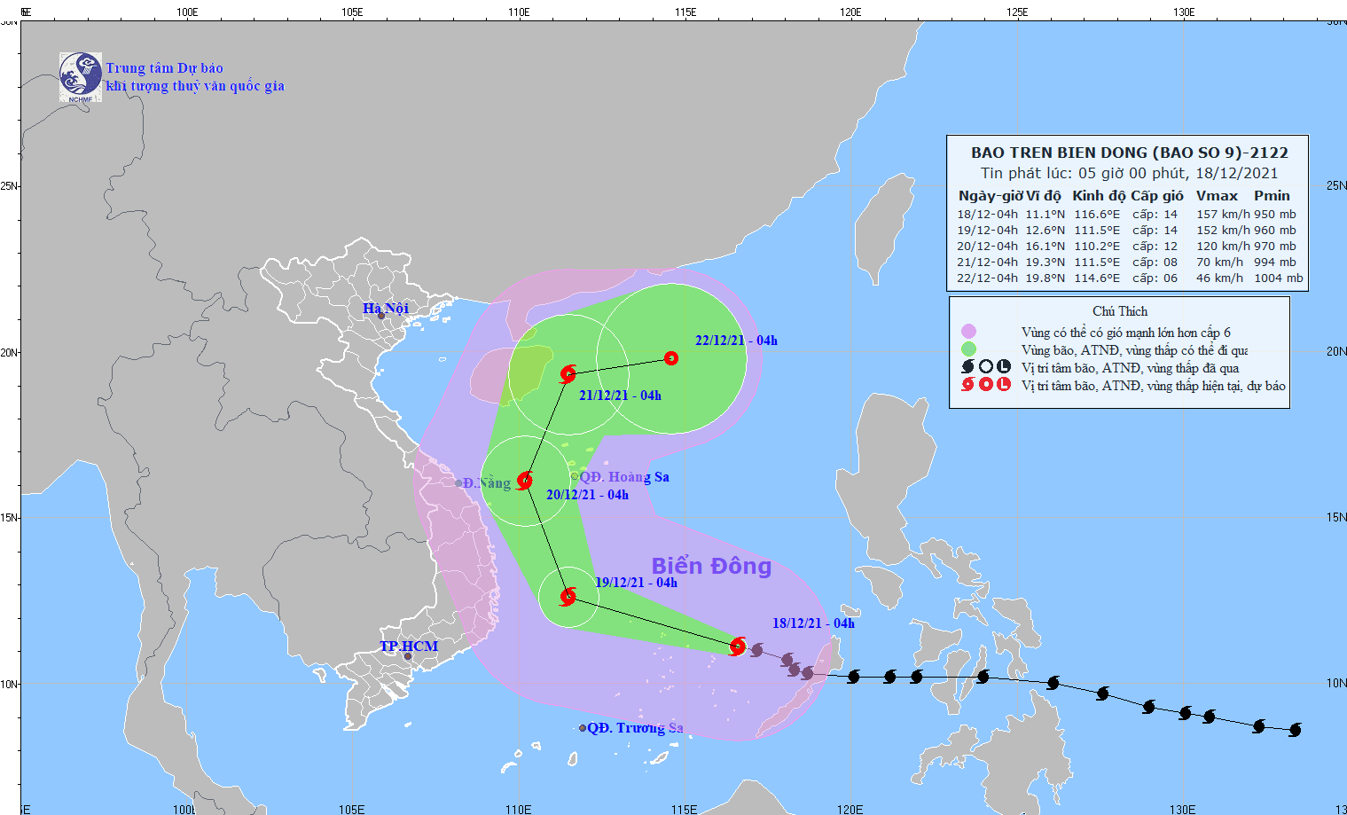 Bão số 9 mạnh cấp 14 hướng vào vùng biển Phú Yên - Khánh Hòa, miền Trung mưa to