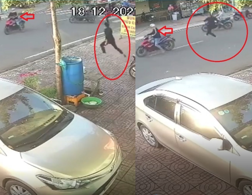 Truy đuổi quyết liệt, chàng trai 'tung cước' khiến tên trộm xe máy ngã sõng soài