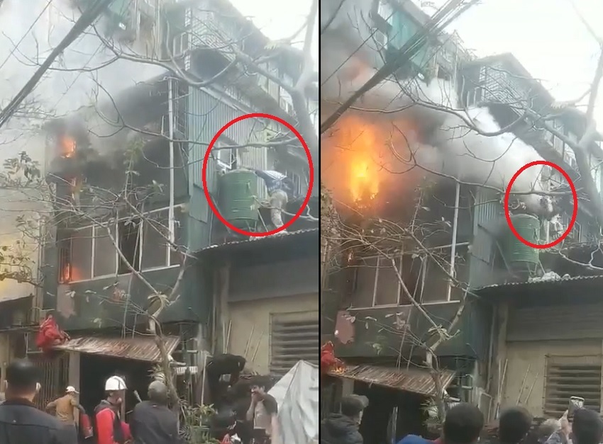 Clip: Toàn cảnh 'người hùng' cứu cháu bé trong vụ cháy dữ dội ở Hà Nội