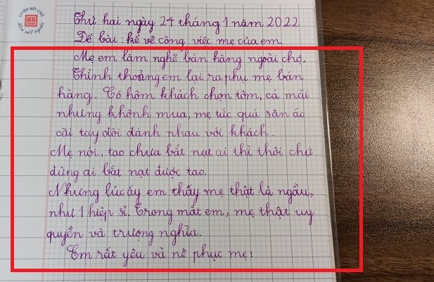 Bài văn miêu tả công việc của học sinh lớp 2 gây 'sốc', mẹ đọc xong cũng 'ngại chín mặt'