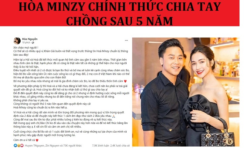 Hòa Minzy chính thức lên tiếng về chuyện tình sau 5 năm gắn bó với thiếu gia Minh Hải