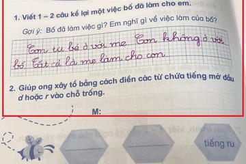 Học sinh lớp 1 làm văn kể về việc làm của bố, viết đúng 3 câu khiến người đọc phải nghẹn lòng