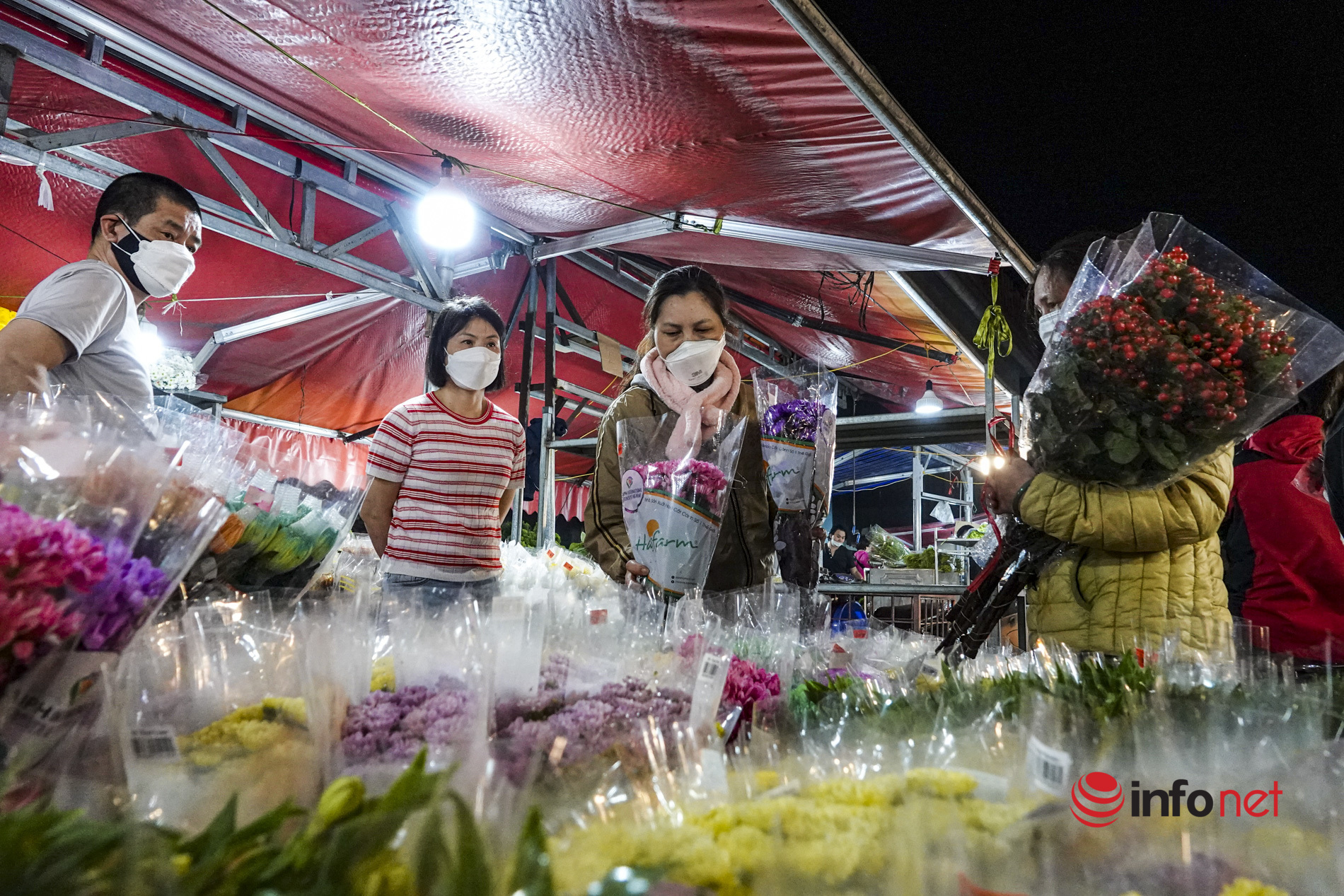 Người người chen chúc đi chợ hoa đêm lớn nhất Hà Nội