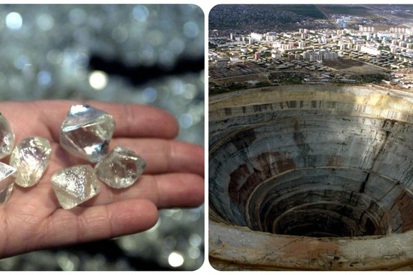 The huge diamond mine is deep, sucking everything that flies past it including helicopters, small planes
