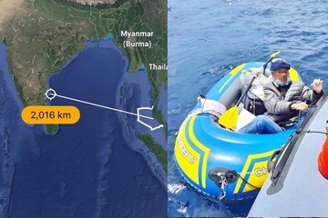 Ly kỳ thanh niên người Việt chèo thuyền cao su vượt biển sang Ấn Độ gặp vợ, giữa đường phải giải cứu
