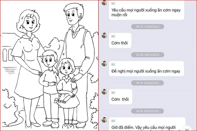 The father “turned on” seriously texted his children to come down to eat, causing netizens to exclaim: So lovely!