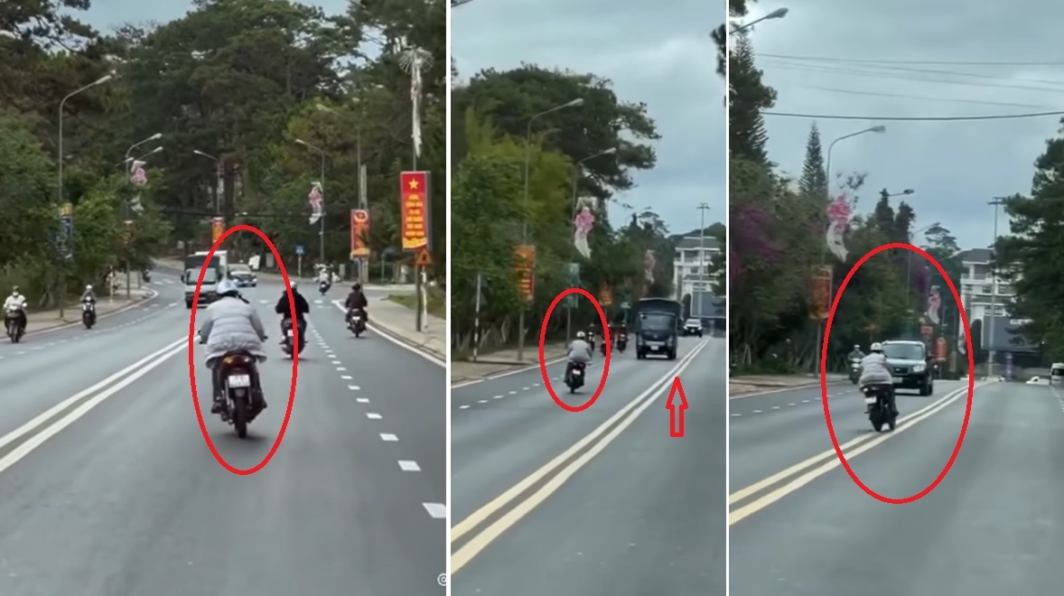 Out of soul of a drunk man riding a motorbike, swinging in a hammock on the street