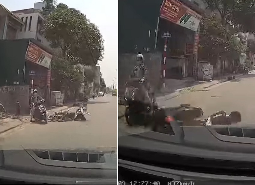 The male student fell in front of the car, the unexpected ending when the driver reacted faster than the owner