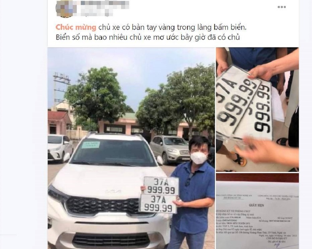 Khoe BKS ô tô 99.999, người đàn ông Nghệ An được khen có ‘bàn tay vàng trong làng bấm biển’