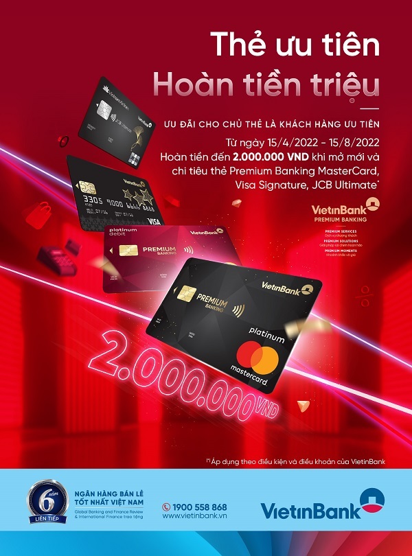 Cùng VietinBank mở thẻ ưu tiên - hoàn tiền lên đến 2 triệu đồng