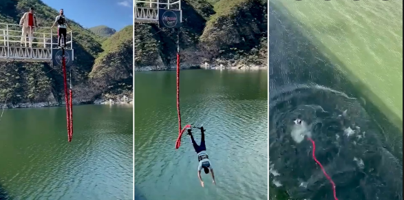 Heart-stopping bungee jumping from a height of 40 meters, suddenly the rope broke