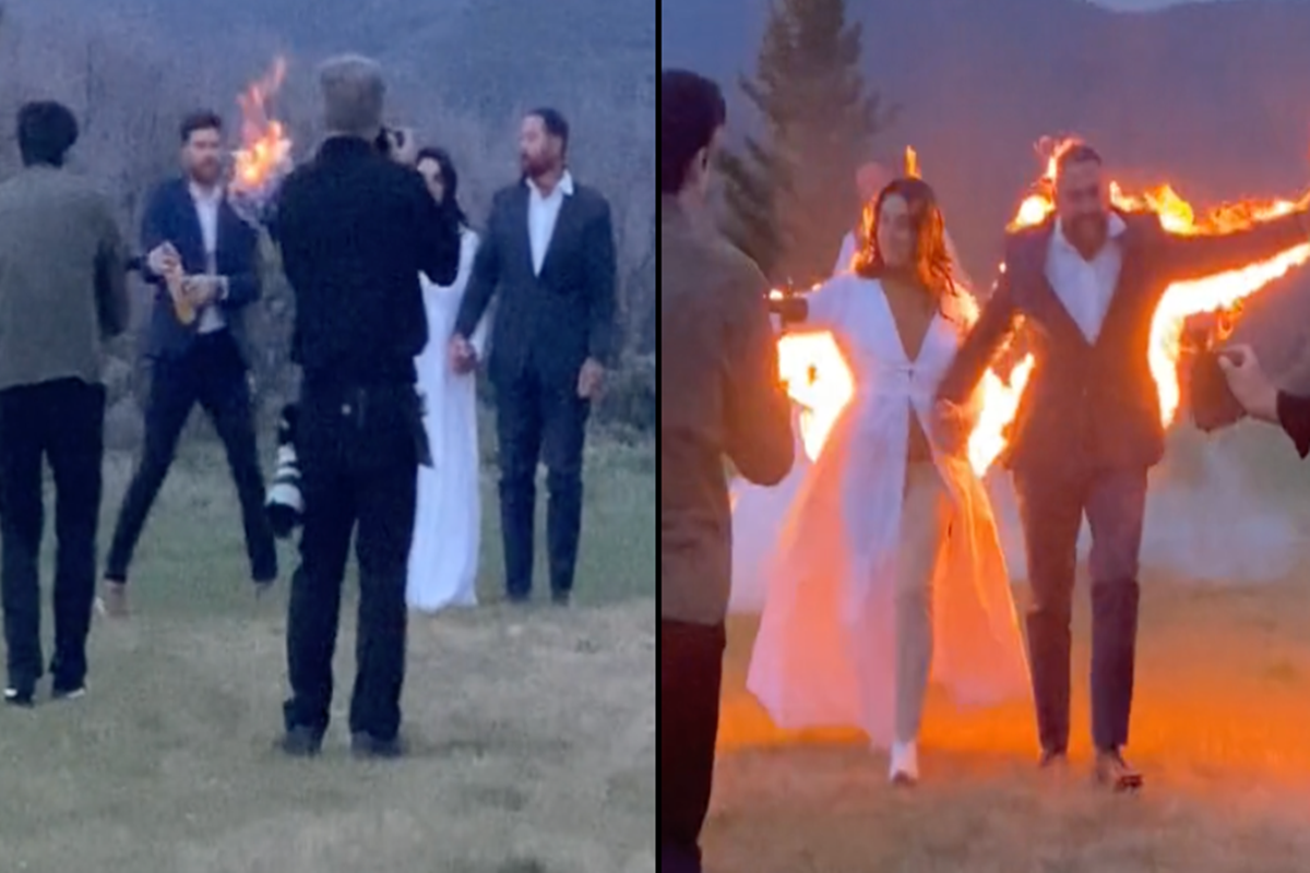 Thót tim màn biểu diễn với lửa ảo diệu của cô dâu chú rể ngay tại tiệc cưới
