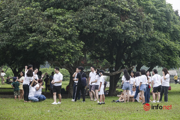 Thousands of people went to the Red River rock beach, longan garden to camp, take pictures at the weekend