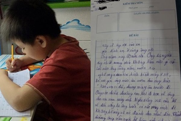Writing a description of his grandfather, the 2nd grader accidentally revealed his daily ‘bad habit’