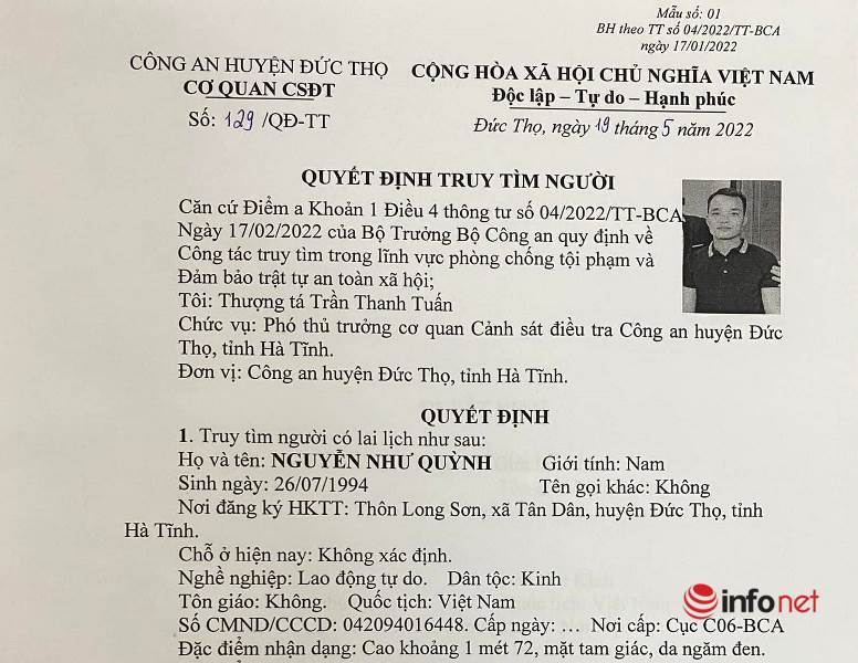 Duc Tho police (Ha Tinh) tracked down the subject of property theft and then fled