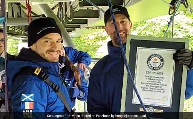 Eyes wide to see the man bungee jumping 765 times in 24 hours