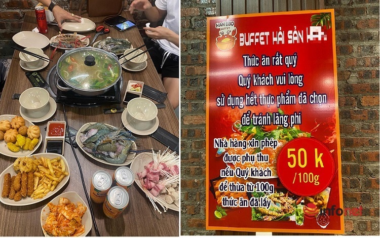 Controversy surrounding the seafood buffet restaurant’s weight on the table of customers’ leftovers in Bac Giang