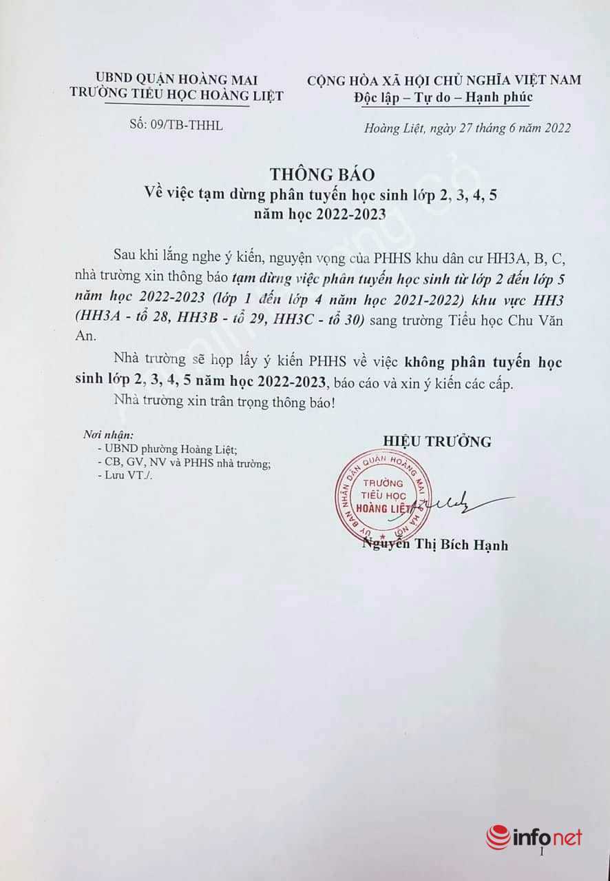 Tiểu học Hoàng Liệt,chuẩn quốc gia,quận Hoàng Mai