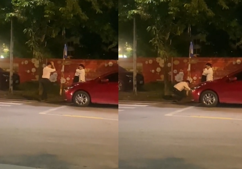 Xôn xao clip 'đánh ghen' kỳ lạ: Chồng quỳ lạy khi bắt gặp vợ ôm nhân tình ngoài đường