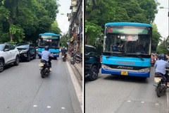 Xe bus ngang ngược 'cướp' hết làn, tài xế mắng chửi: Hanoibus lên tiếng