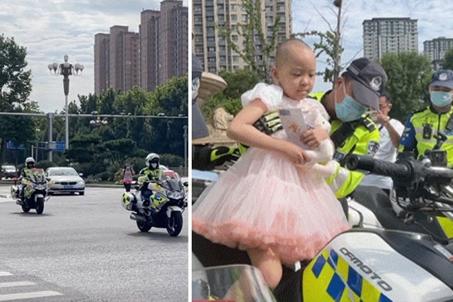 Cảnh sát giao thông điều dàn môtô ‘khủng’ hộ tống bé gái bị ung thư đi quanh thành phố